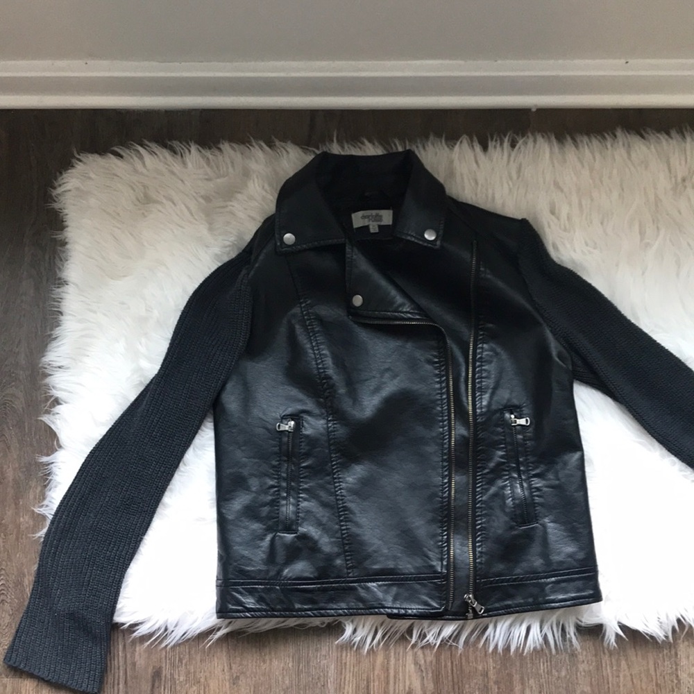 Charlotte Russe leather jacket with sweater sleeve